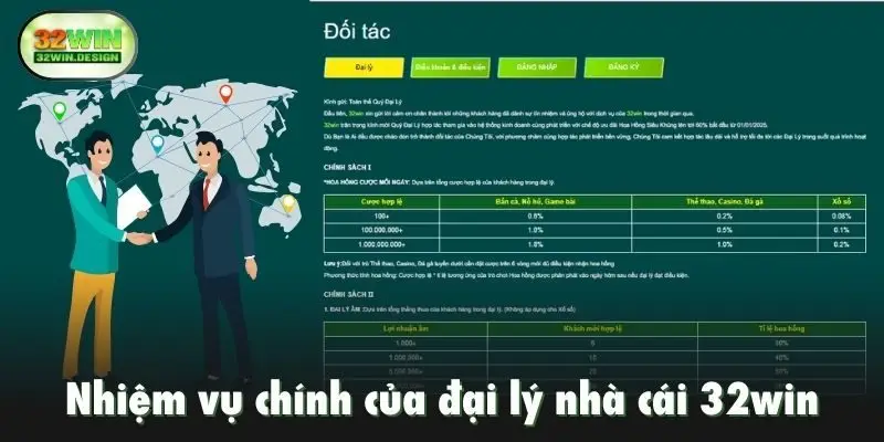Nhiệm vụ chính của đại lý nhà cái 32win